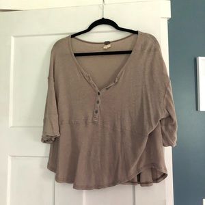 Free People Brown Henley Shirt